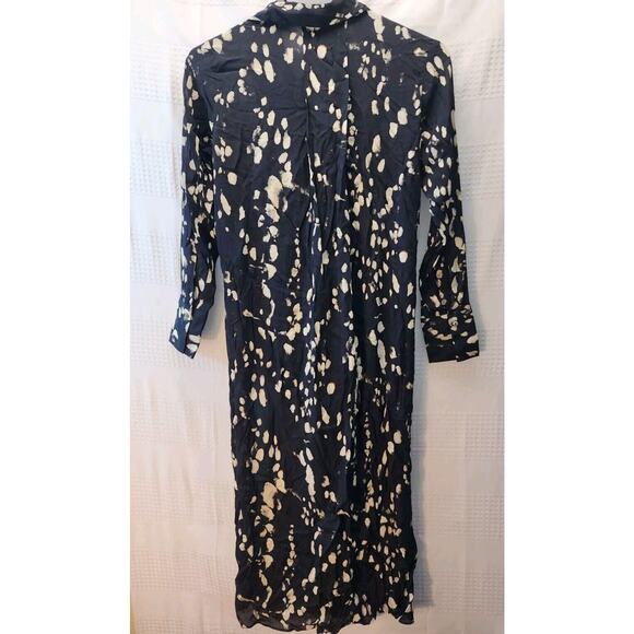 Massimo Dutti Women Dress Size 4 Black Collared Button Up Sheer Long Sleeve 1032 - Picture 5 of 12